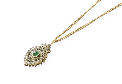 Lot 344 - An Emerald and Diamond Pendant on Chain, the...