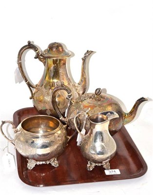 Lot 374 - Victorian four piece silver tea set