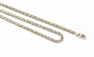 Lot 323 - A 9 Carat White Gold Fancy Link Necklace and...