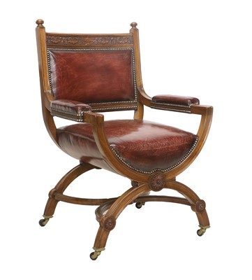 Lot 786 - A Victorian Walnut X-Form Chair, late 19th...