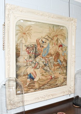 Lot 1176 - A Victorian Needlework Panel, depicting Indian...