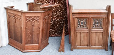 Lot 1327 - A Victorian Gothic Carved Oak Pulpit and Pitch...