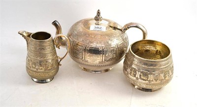 Lot 382 - Scottish Arboricultural Society (SAS) interest: an Indian silvered metal teapot decorated with...