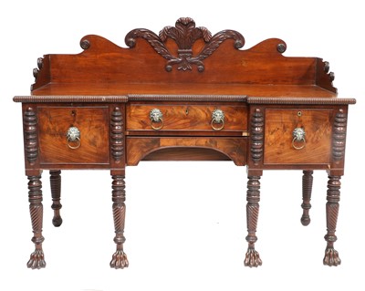 Lot 844 - An Irish Regency Carved Mahogany Sideboard,...