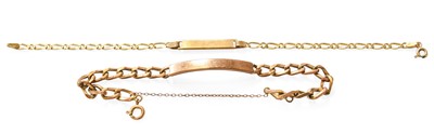 Lot 330 - Two 9 Carat Gold Identity Bracelets, length 19....