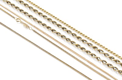 Lot 334 - Two 9 Carat Gold Rope Twist Necklaces, length...