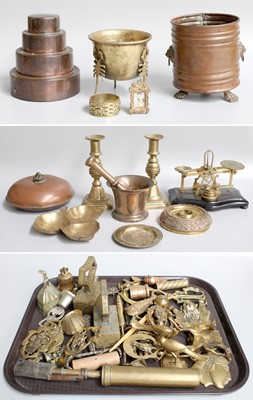 Lot 225 - Assorted Brass, Copper and Mixed Metalwares,...