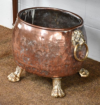 Lot 1175 - A Victorian Brass Mounted Copper Log Bin, with...