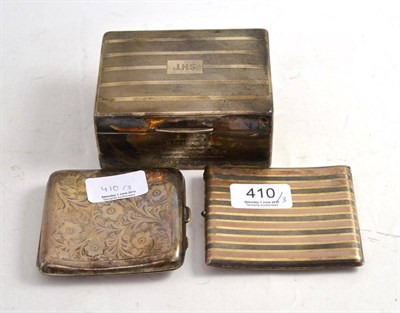 Lot 410 - Two silver cigarette cases and a cigarette box