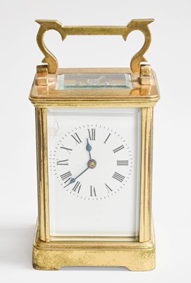 Lot 169 - A Brass Carriage Timepiece, 15cm over handle,...