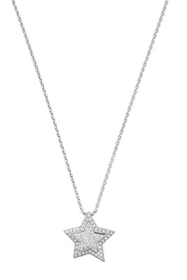 Lot 2324 - A Diamond Pendant on Chain the star motif set...