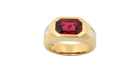 Lot 2188 - An 18 Carat Gold Red Spinel and Diamond Ring...