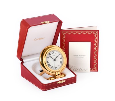 Lot 2442 - Cartier: A Travelling Alarm Strut Timepiece,...