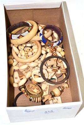 Lot 414 - Quantity of assorted early 20th century ivory beads, bangles, etc