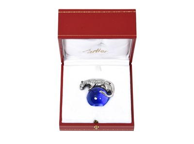 Lot 2255 - A Cartier Silver and Blue Glass Paperweight