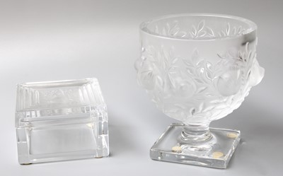 Lot 195 - A Lalique Glass Dressing Table Box and Cover,...