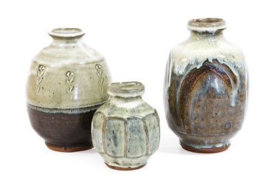 Lot 32 - Mike Dodd (b.1943): A Flattened Stoneware Vase,...