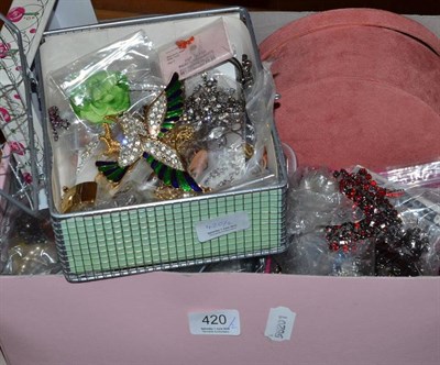 Lot 420 - A large quantity of costume jewellery in two boxes