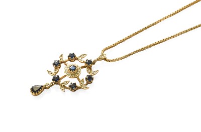 Lot 341 - A Sapphire and Diamond Pendant on Chain, the...