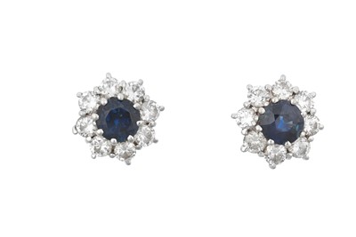 Lot 2237 - A Pair of 18 Carat White Gold Sapphire and...