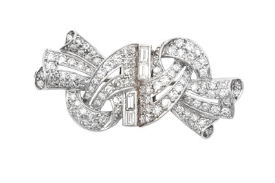 Lot 2272 - A Diamond Brooch of scroll form, set...