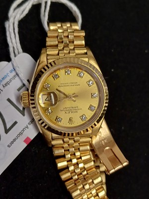 Lot 2176 - Rolex: A Lady's 18 Carat Gold Automatic...
