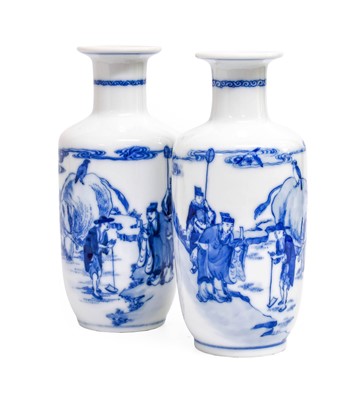 Lot 176 - A Pair of Chinese Porcelain Rouleau Vases,...