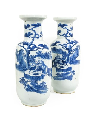 Lot 129 - A Pair of Chinese Porcelain Rouleau Vases, in...