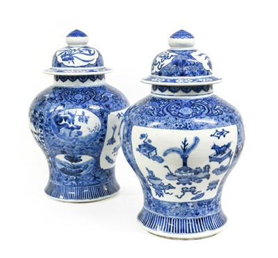 Lot 130 - A Pair of Chinese Porcelain Baluster Jars and...