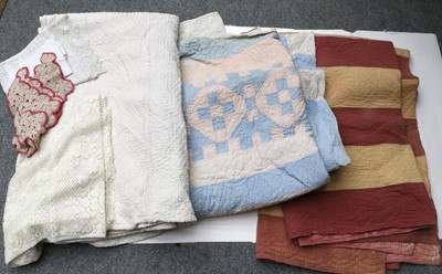 Lot 1121 - Assorted Quilts comprising pale pink and white...