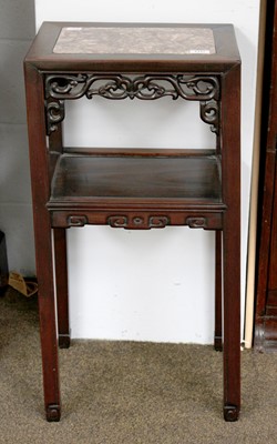 Lot 1111 - A Chinese Hardwood Two-Tier Stand, of...