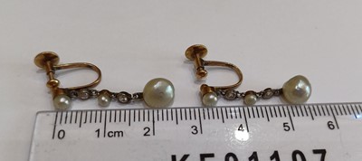 Lot 2175 - A Pair of Early 20th Century Pearl and Diamond...