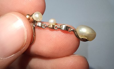 Lot 2175 - A Pair of Early 20th Century Pearl and Diamond...