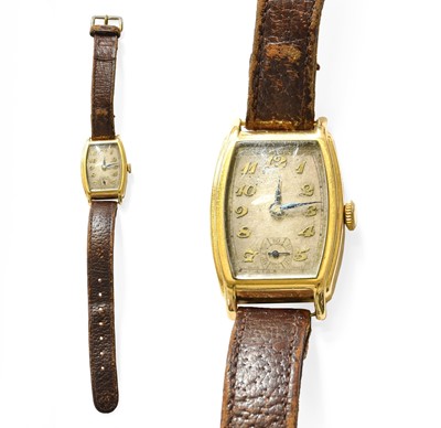 Lot 393 - An 18 Carat Gold Tonneau Shaped Wristwatch