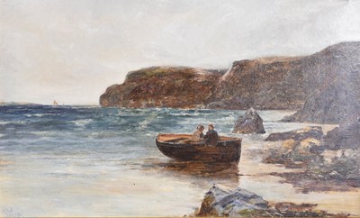 Lot 1005 - Richard Wane (1852-1904) Figures in a fishing...