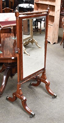 Lot 1292 - An Edwardian Mahogany Cheval Mirror, the...