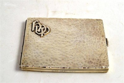 Lot 448 - Hammered silver hinged cigarette case, stamped '830 Caesar'