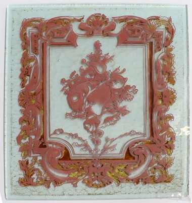 Lot 174 - Three Painted Glass Panels, 19th century,...