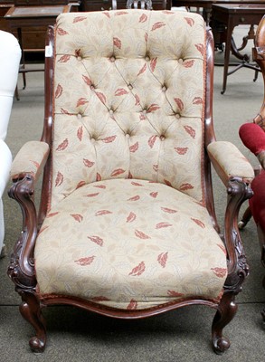 Lot 1262 - A Victorian Carved Mahogany Part Upholstered...