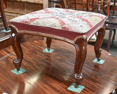 Lot 1321 - A Victorian Carved Mahogany Stool, with...