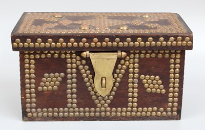 Lot 244 - A Brass Studded Wooden Table Casket, with...