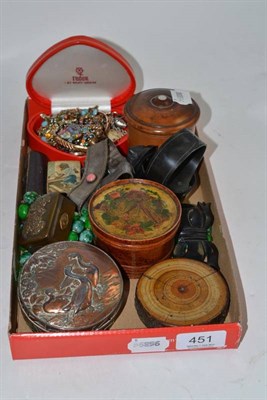 Lot 451 - Two snuff boxes, costume jewellery, Oriental small box, etc.