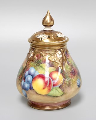 Lot 277 - A Royal Worcester Fruit Painted Vase and Cover,...