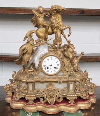 Lot 1213 - A French Gilt Metal and Alabaster Striking...