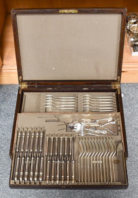 Lot 298 - A Plated Flatware Service, in on oak canteen