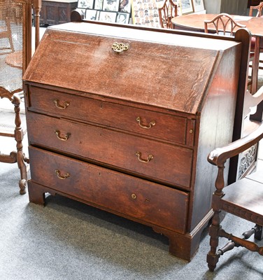 Lot 1187 - A George III Oak Bureau, 112cm by 54cm by 109cm