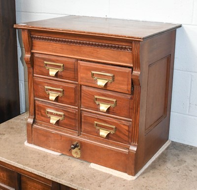 Lot 1189 - A Carved Mahogany Index Cabinet, circa 1920,...