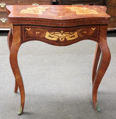 Lot 1339 - A French Style Marquetry Inlaid Kingwood Fold...