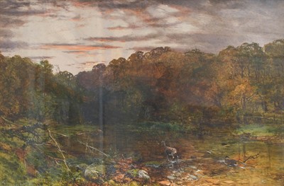 Lot 1027 - Charles Branwhite (1817-1880) Stag fording a...