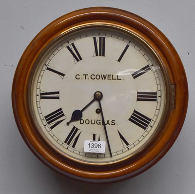 Lot 1396 - A Mahogany Wall Timepiece, 10" painted dial,...